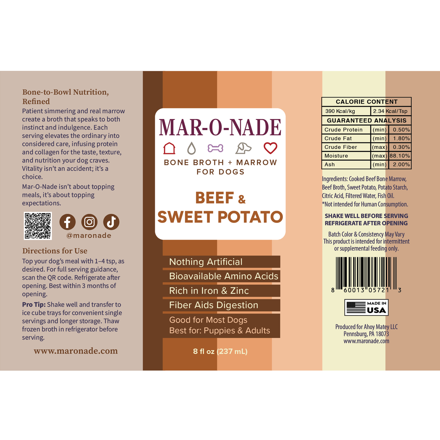 Beef & Sweet Potato Bone Broth + Marrow for Dogs