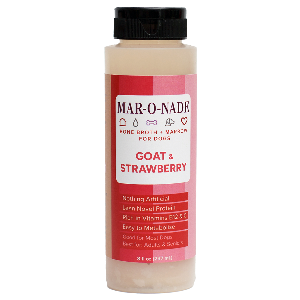 Goat & Strawberry Bone Broth + Marrow for Dogs 8 oz