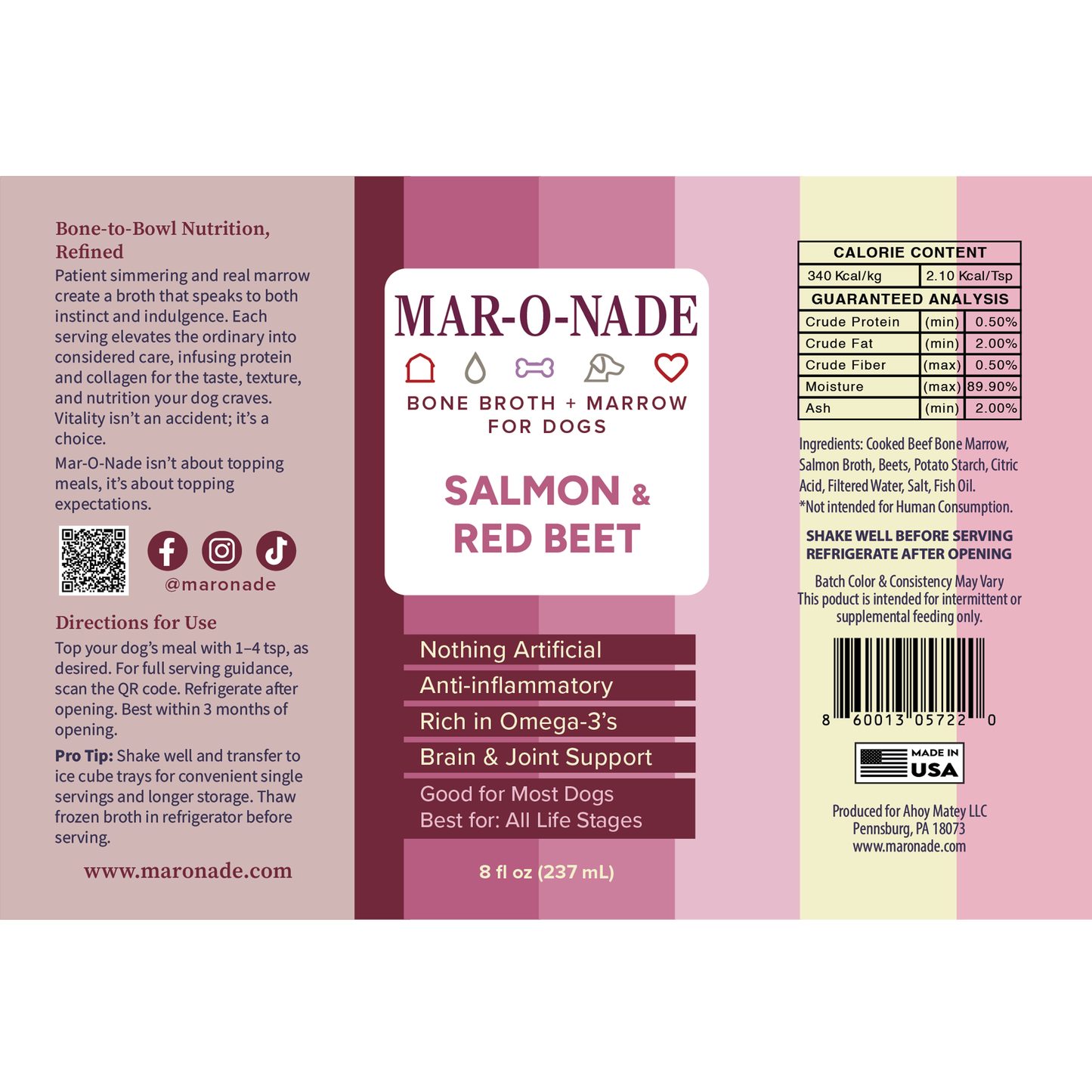 Salmon & Red Beet Bone Broth + Marrow for Dogs